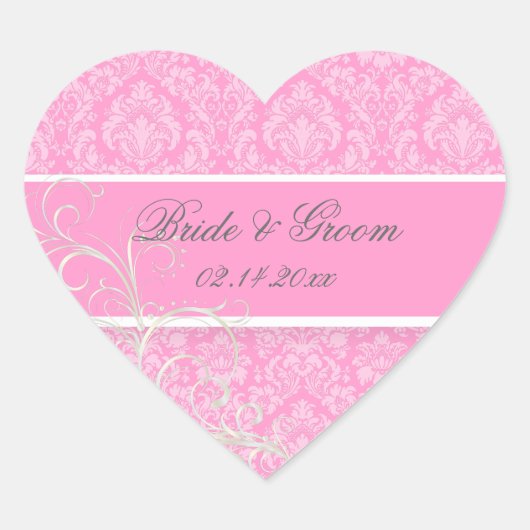 PixDezines moire damask/diyカラー ハートシール (正面)