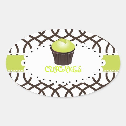 PixDezines monaco trellis+カップケーキ/DIYカラー 楕円形シール (正面)