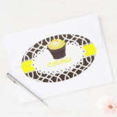 PixDezines monaco trellis+カップケーキ/DIYカラー 楕円形シール (封筒)