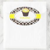 PixDezines monaco trellis+カップケーキ/DIYカラー 楕円形シール (バッグ)