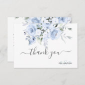 PixDezines Monogramダスティブルーバラありがとう サンキューカード (正面/裏面)