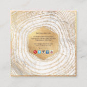 PixDezines MONOGRAM/フェイク金ゴールドツリーリングや輪 スクエア名刺 (裏面)