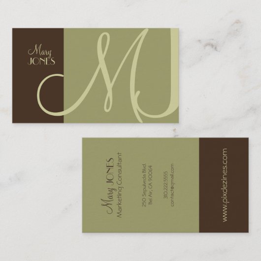 PixDezines MONOGRAM Enレトロ/DIYカラー 名刺 (正面/裏面)