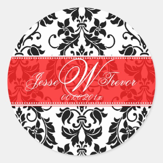 PixDezines Monogram Tanza Damask、DIY背景 ラウンドシール (正面)