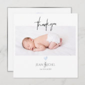 PixDezines Monogram Thank You Baby Blueハート 招待状 (正面/裏面)