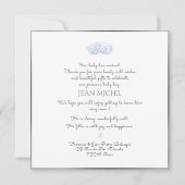 PixDezines Monogram Thank You Baby Blueハート 招待状 (裏面)