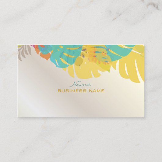 PixDezines Monstera葉+木材パネル 名刺 (裏面)