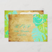 PixDezines monstera葉+pearl渦 出欠カード (正面/裏面)