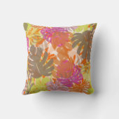 PixDezines monstera+ハイビスカス/ディーイ背景 クッション (裏面)