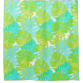 PixDezines Monstera/ライム/アクア/DIY背景 シャワーカーテン (正面)