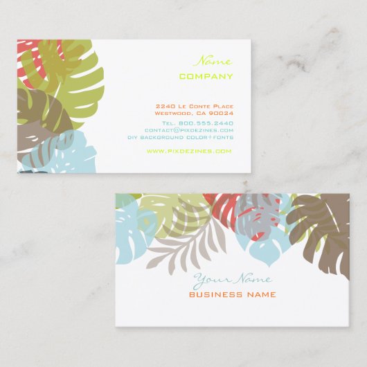 PixDezines Monstera、レトロな熱帯の葉 名刺 (正面/裏面)