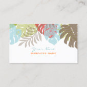 PixDezines Monstera、レトロな熱帯の葉 名刺 (裏面)