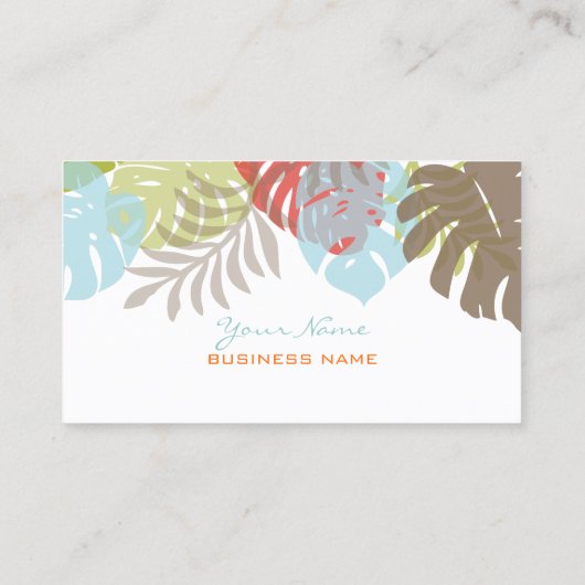 PixDezines Monstera、レトロな熱帯の葉 名刺 (裏面)