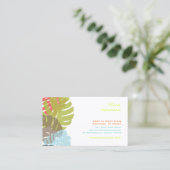 PixDezines Monstera、レトロな熱帯の葉 名刺 (スタンド正面)
