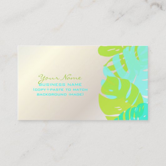 PixDezines monstera、レトロな熱帯の葉 名刺 (裏面)