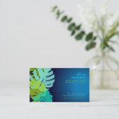 PixDezines Monstera、レトロな熱帯の葉 名刺 (スタンド正面)