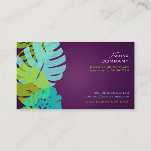 PixDezines Monstera、レトロな熱帯の葉 名刺 (正面)