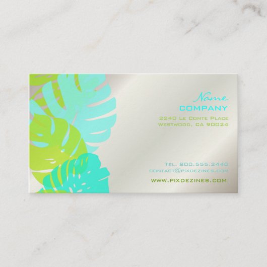PixDezines Monstera，レトロな熱帯植物 名刺 (正面)