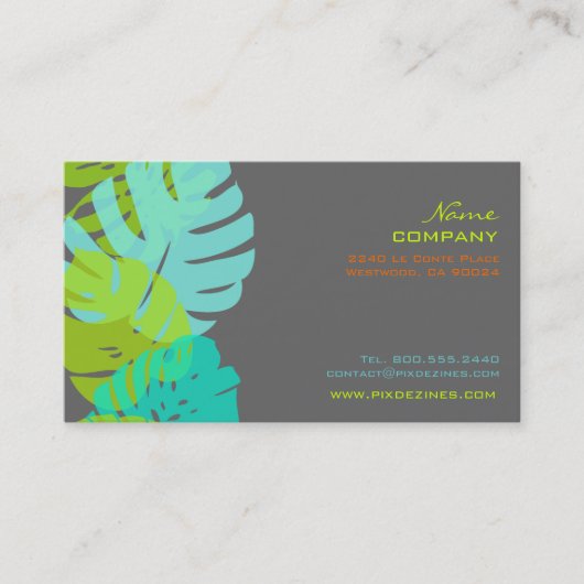 PixDezines Monstera，レトロな熱帯植物 名刺 (正面)