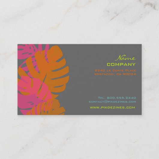 PixDezines Monstera，レトロな熱帯植物 名刺 (正面)