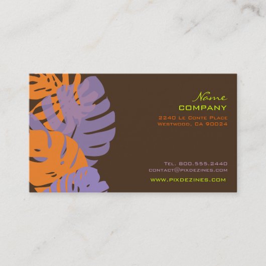 PixDezines Monstera，レトロな熱帯植物 名刺 (正面)