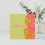 PixDezines Monstera、熱帯の葉 招待状 (スタンド正面)