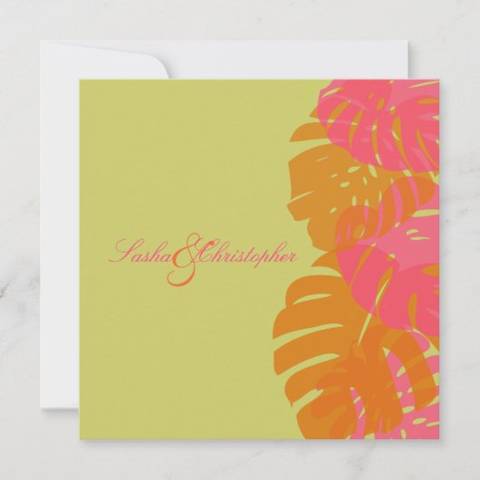 PixDezines Monstera、熱帯の葉 招待状 (正面)