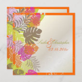 PixDezines Monstera、熱帯の葉+渦巻き 招待状 (正面/裏面)