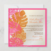 PixDezines Monstera、熱帯の葉+渦巻き 招待状 (裏面)