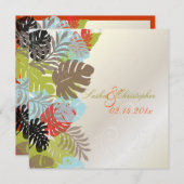 PixDezines Monstera、熱帯の葉+渦巻き 招待状 (正面/裏面)