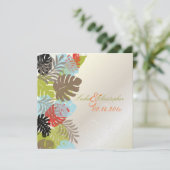 PixDezines Monstera、熱帯の葉+渦巻き 招待状 (スタンド正面)