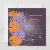 PixDezines Monstera、熱帯の葉+渦巻き 招待状 (裏面)