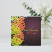 PixDezines Monstera、熱帯の葉+渦巻き 招待状 (スタンド正面)