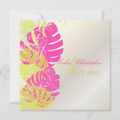 PixDezines Monstera、熱帯の葉+渦巻き 招待状 (正面)