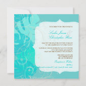 PixDezines Monstera、熱帯紅葉+渦巻き 招待状 (裏面)