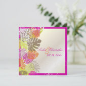 PixDezines Monstera、熱帯紅葉+渦巻き 招待状 (スタンド正面)