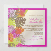 PixDezines Monstera、熱帯紅葉+渦巻き 招待状 (裏面)