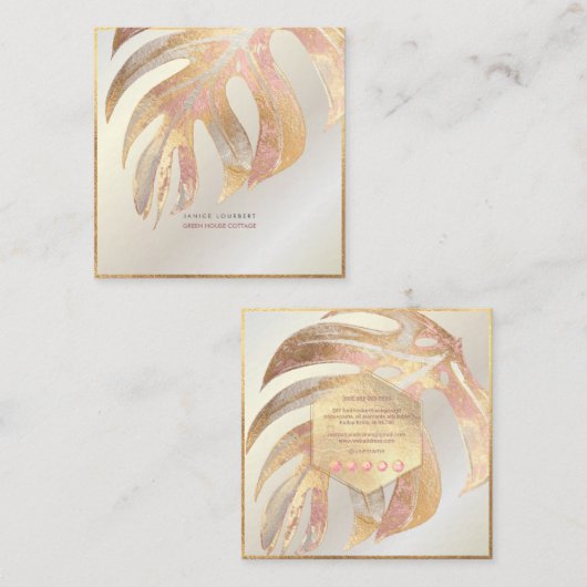 PixDezines MONSTERA、3色フォフェイクイル スクエア名刺 (正面/裏面)