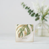 PixDezines MONSTERA、DUO TONE フェイク FOIL Square Bus スクエア名刺 (スタンド正面)