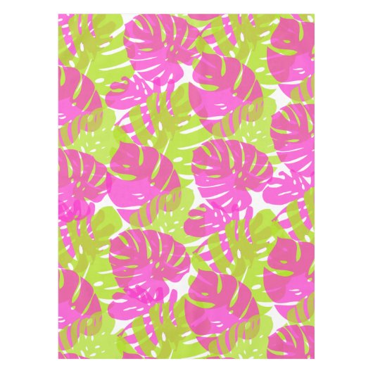 PixDezines Monstera/Neon Pink/ライム/DIY背景 テーブルクロス (正面)