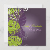 PixDezines MONSTERA+SWARLS PURPLE+GREEN 招待状 (正面)