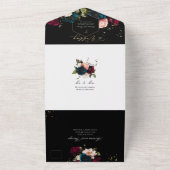 PixDezines Moodyフローラブルゴーニュティール(緑がかった色) オールインワン招待状 (外側)