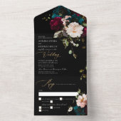 PixDezines Moodyフローラブルゴーニュティール(緑がかった色) オールインワン招待状 (内側)