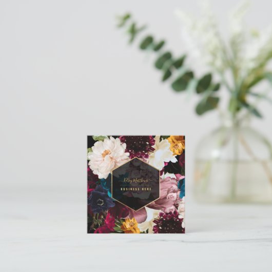 PixDezines Moody植物花 スクエア名刺 (スタンド正面)