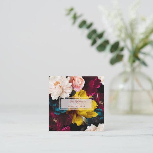 PixDezines Moody植物花 スクエア名刺 (スタンド正面)