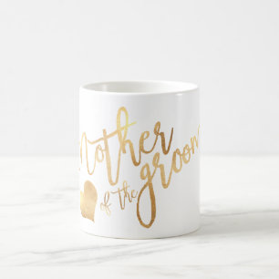 PixDezines Mother of Groom/フェイク金ゴールド・スクリプト コーヒーマグカップ