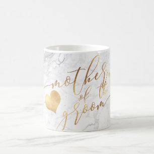 PixDezines Mother of Groom/フェイク金ゴールド Script Marble コーヒーマグカップ