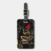 PixDezines MR BLACK MARBLE+フェイク金ゴールド ラゲッジタグ (正面縦)