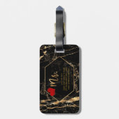 PixDezines MR BLACK MARBLE+フェイク金ゴールド ラゲッジタグ (裏面縦)