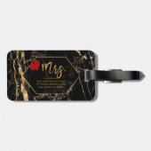 PixDezines MRS.ブラック大理石+フェイク金ゴールド ラゲッジタグ (裏面横)